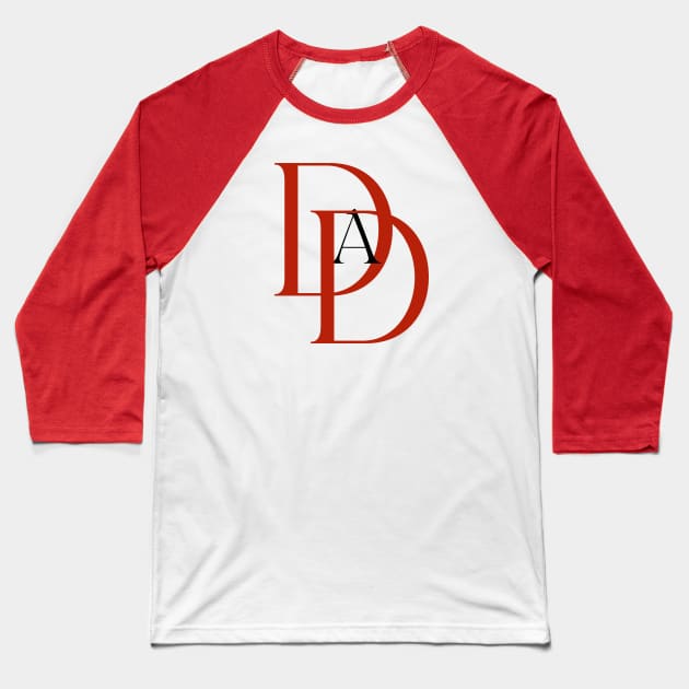 Dad-Devil (text only, red/black) Baseball T-Shirt by Damn_Nation_Inc